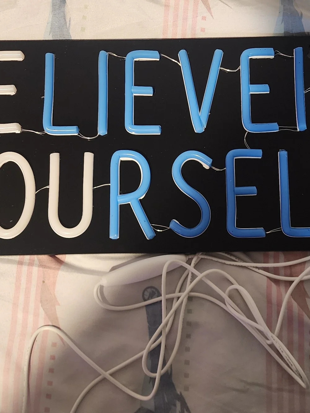 Blue Neon Sign 'Beleven Yourself' - Blue LED Decorative Wall Art